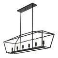 BONLICHT 6 Light Farmhouse Chandelier Black Modern Linear Kitchen Island Lights Industrial Vintage Candle-Style Dining Room Lighting Fixture Hanging Foyer Ceiling Lights with Adjustable Rods,E12 Base