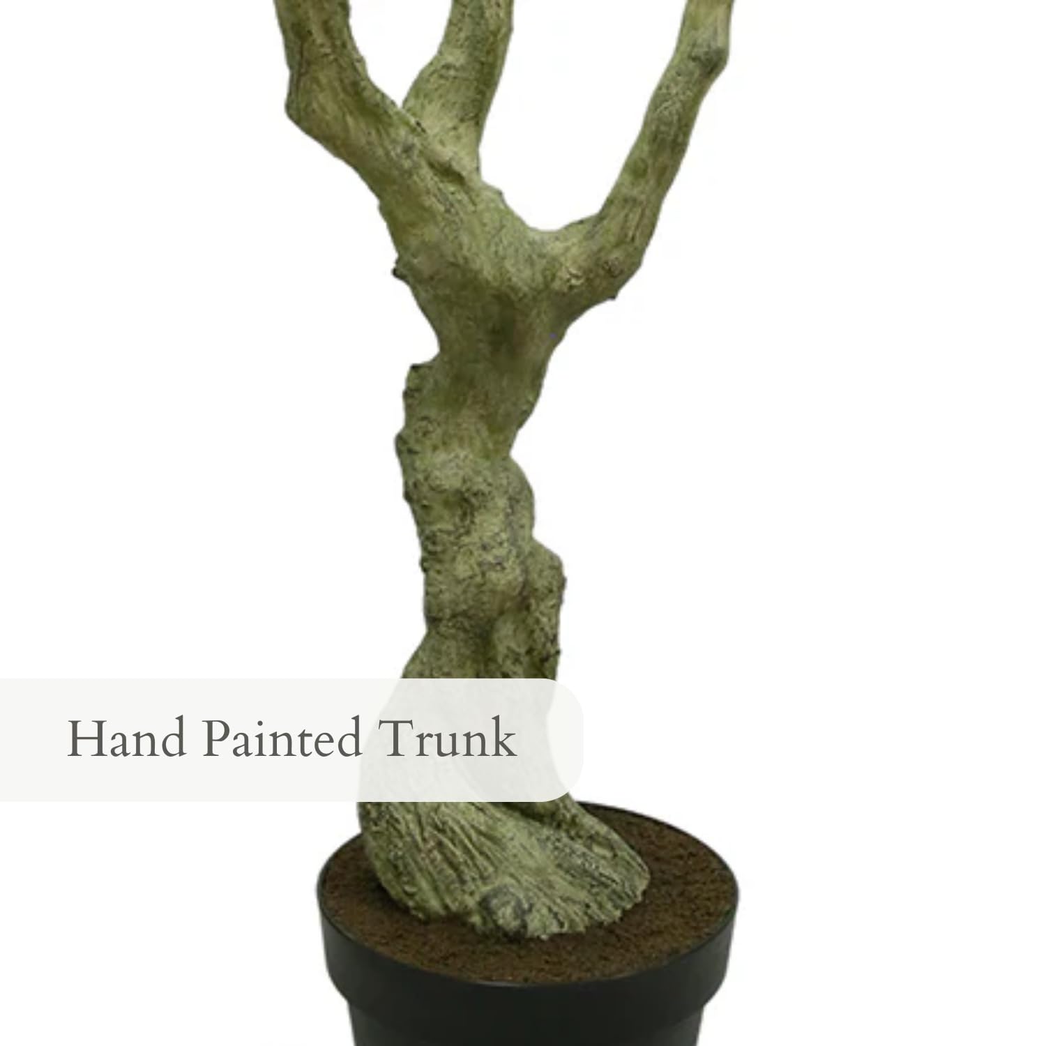 CG Hunter Designer Faux Olive Tree, Premium Handmade Artificial Indoor Tree Stands 8-ft Tall, Lifelike-Leaves & Hand Painted Trunk, Black Grower Pot Included