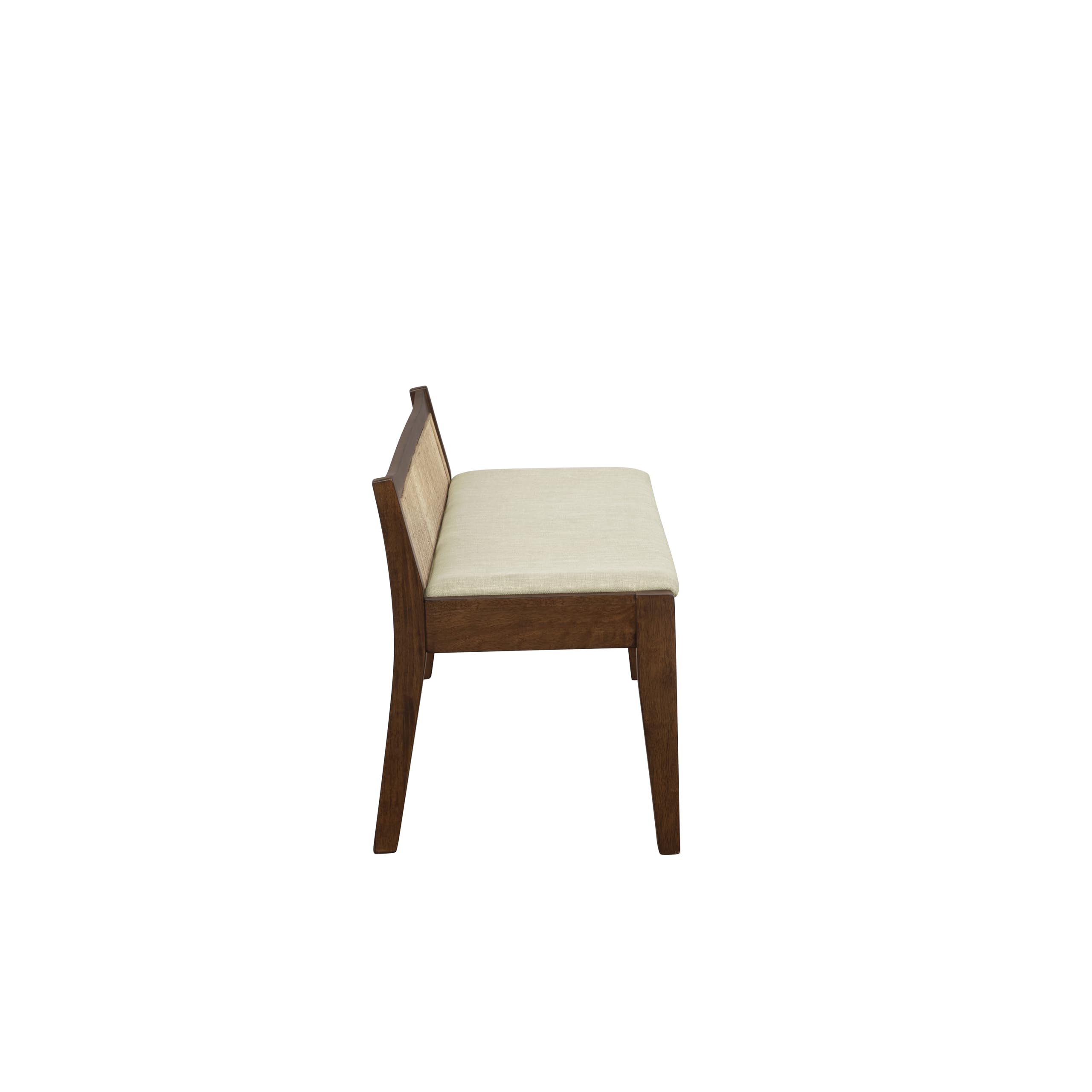 Powell Kasi Brown and Natural Rattan Cane Low Back Wooden Accent Bench