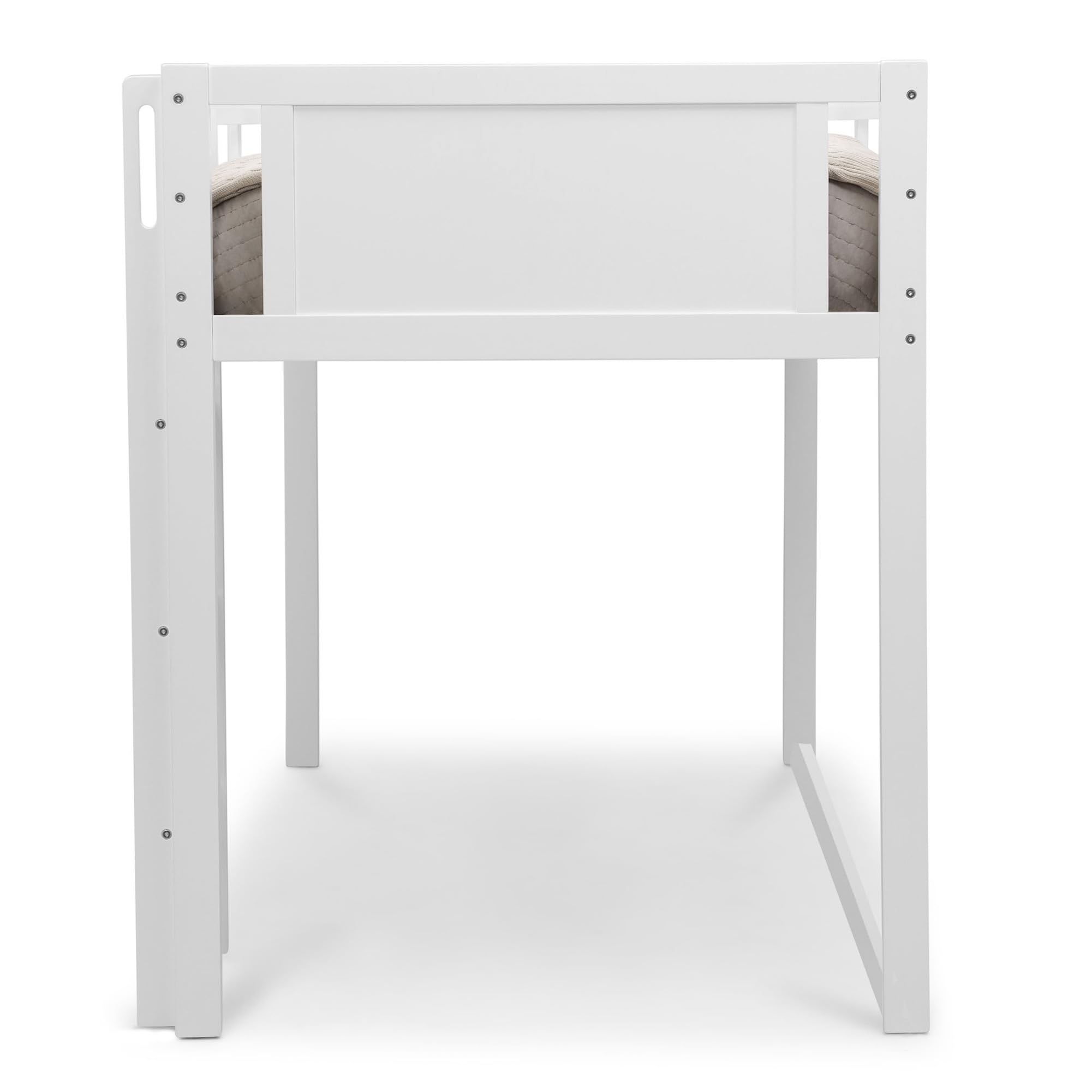 Delta Children Twin Loft Bed with Guardrail and Ladder (Coordinates with Loft Bed Tents Sold Separately), White