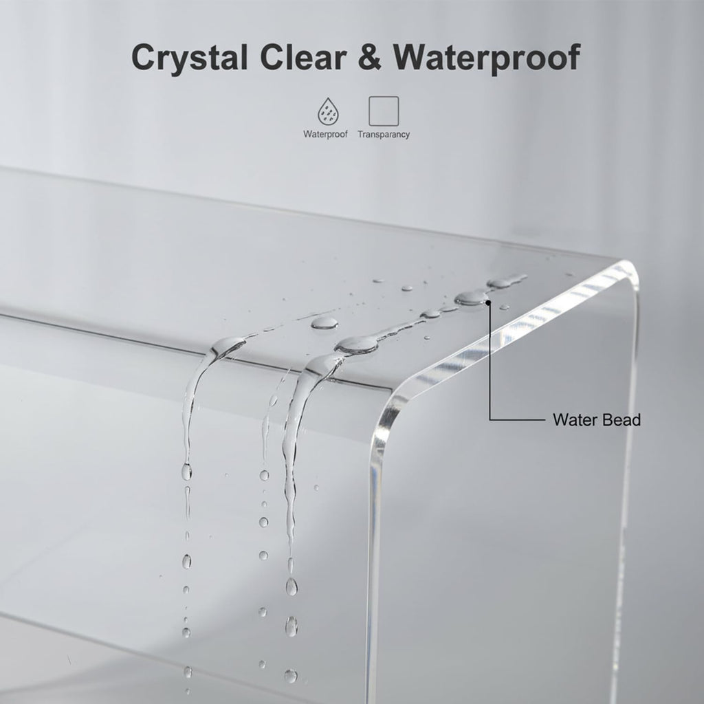 GETCK 21" Acrylic Shower Stool with Storage Shelf - Waterproof Bath Bench for Spa & Shower, Heavy-Duty Seating (Holds 400lbs) - Ideal for Shaving Legs & Organizing Items