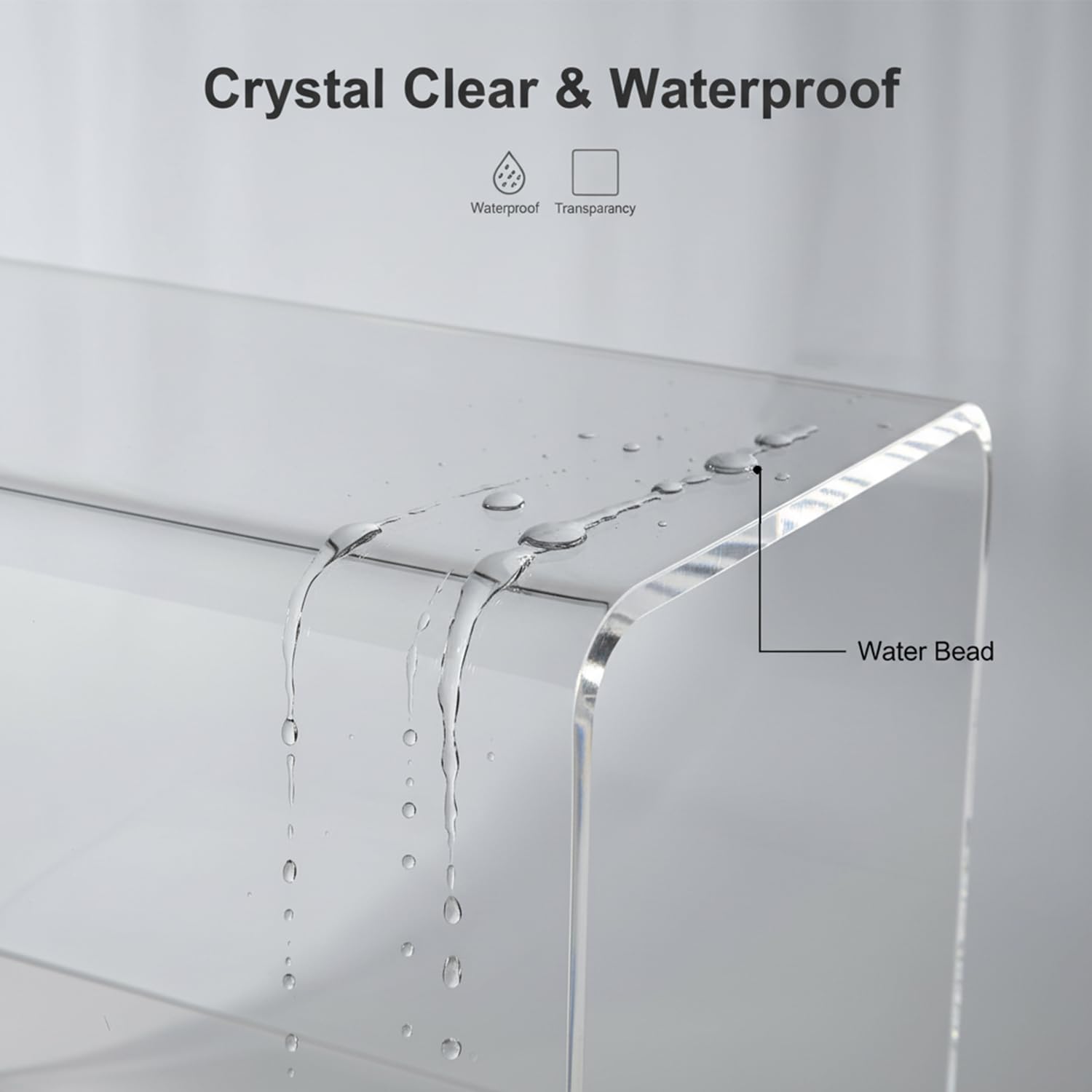 GETCK 21" Acrylic Shower Stool with Storage Shelf - Waterproof Bath Bench for Spa & Shower, Heavy-Duty Seating (Holds 400lbs) - Ideal for Shaving Legs & Organizing Items