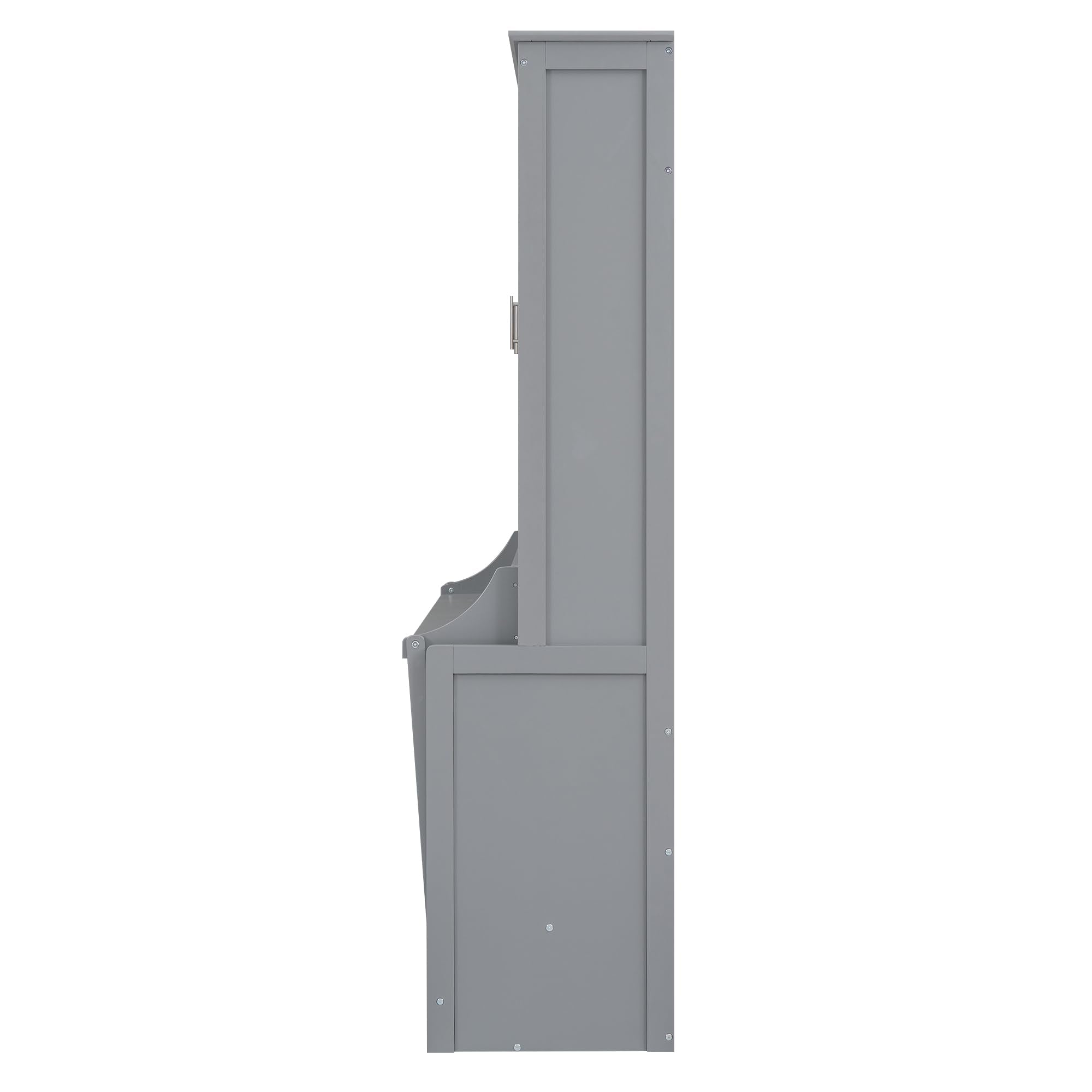 Bellemave Queen Size Murphy Bed with a Shelf, Easy Fold Wood Wall Bed, Space-Saving Wall Bed for Guest Room or Home Office, No Box Spring Needed, Noise Free (Gray)