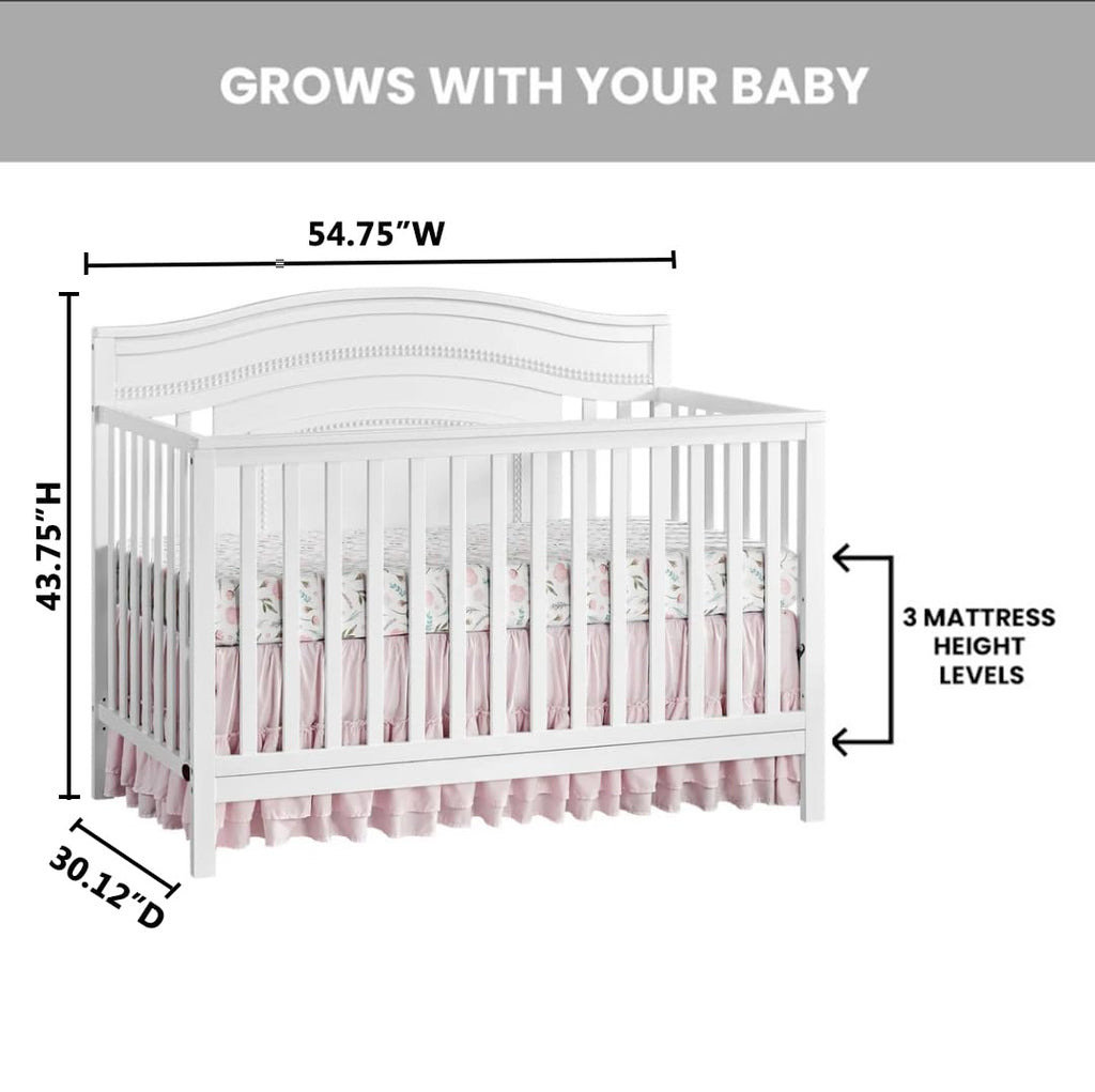 Oxford Baby Briella 4-in-1 Convertible Baby Crib, White, GreenGuard Gold Certified