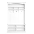 HEIDOUHEI Hall Tree with Bench Shoe Storage Entryway Coat Rack 47.2'' Wide Multi-Functional 3 Hanging Hooks Open Space Rectangle Shelves Farmhouse Boho Furniture Organizer Hallway