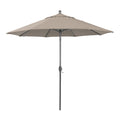 California Umbrella 12-Year-Non-Fading, 9Ft Premium Sunbrella Patio Umbrella, Hand-Crank, Button-Tilt, Gray Frame, Taupe Fabric
