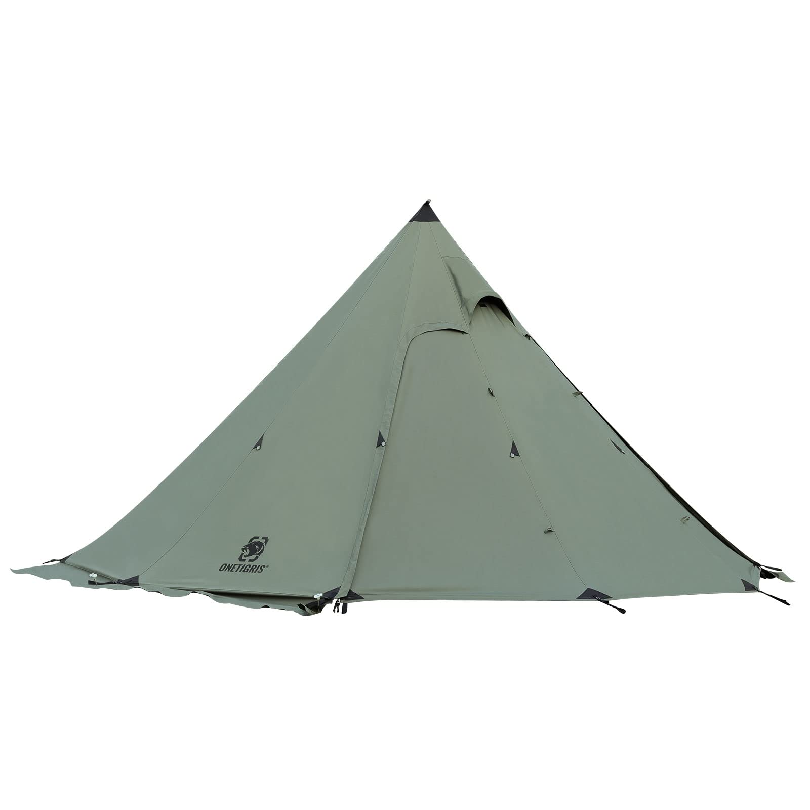 OneTigris Northgaze Canvas Hot Tent with Stove Jack, Wind-Proof Flame-Retardant, Durable 4 Season Camping Pyramid Teepee Tent for 2-4 Person (OD Green)