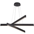 YISDESIGN 3-Light Solid Wood Black Linear Pendant Light - Dimmable Modern LED Chandelier for Dining Room Table Kitchen Island Living Room Ceiling - 45W Warm Light Adjustable Hanging Fixture Black