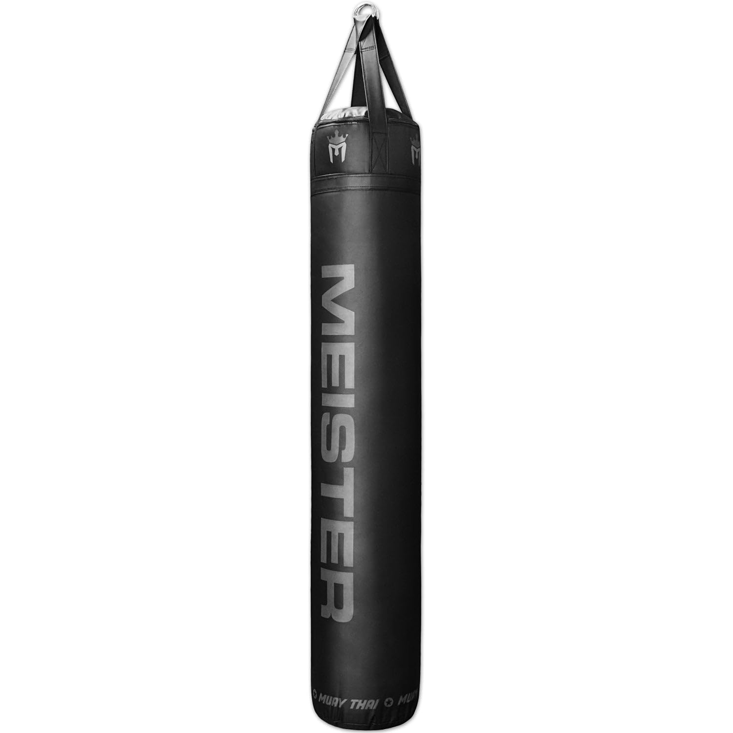 Meister 110lb Filled Muay Thai Heavy Bag - 6ft Professional Kicking & Punching Bag - Black