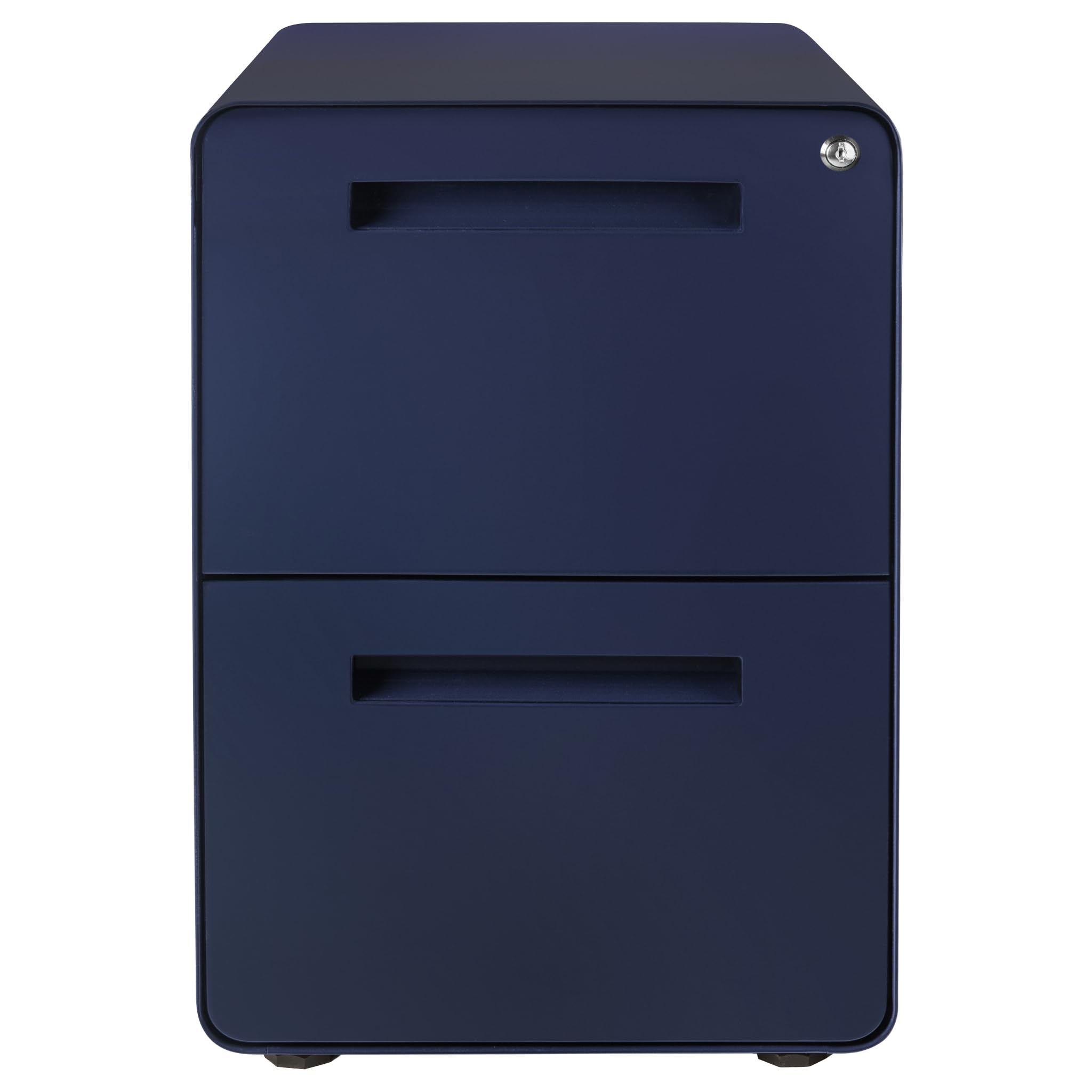 Laura Davidson Furniture Stockpile 2 Drawer Mobile File Cabinet with Lock - Under Desk Metal Filing Cabinet, Legal/Letter File Folders, Wheels and Stationary Feet, Pre-Assembled, Navy Blue