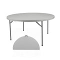OEF Furnishings OEFCMFIH60R Commercial-Grade Premium Industrial Fold-in-Half Blow-Molded Folding Table with 19-Gauge Steel Frame and Thick Top (60" Diameter, Speckled Gray Top)