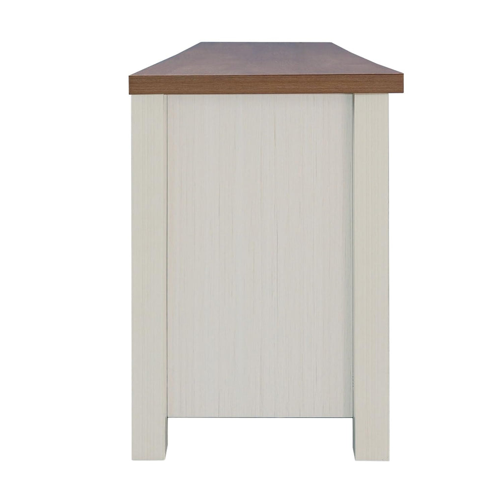 Flash Furniture Kilead Farmhouse TV Stand for up to 80" TVs-65 Engineered Wood Media Console with Open Storage, 65", Walnut Top/White Frame