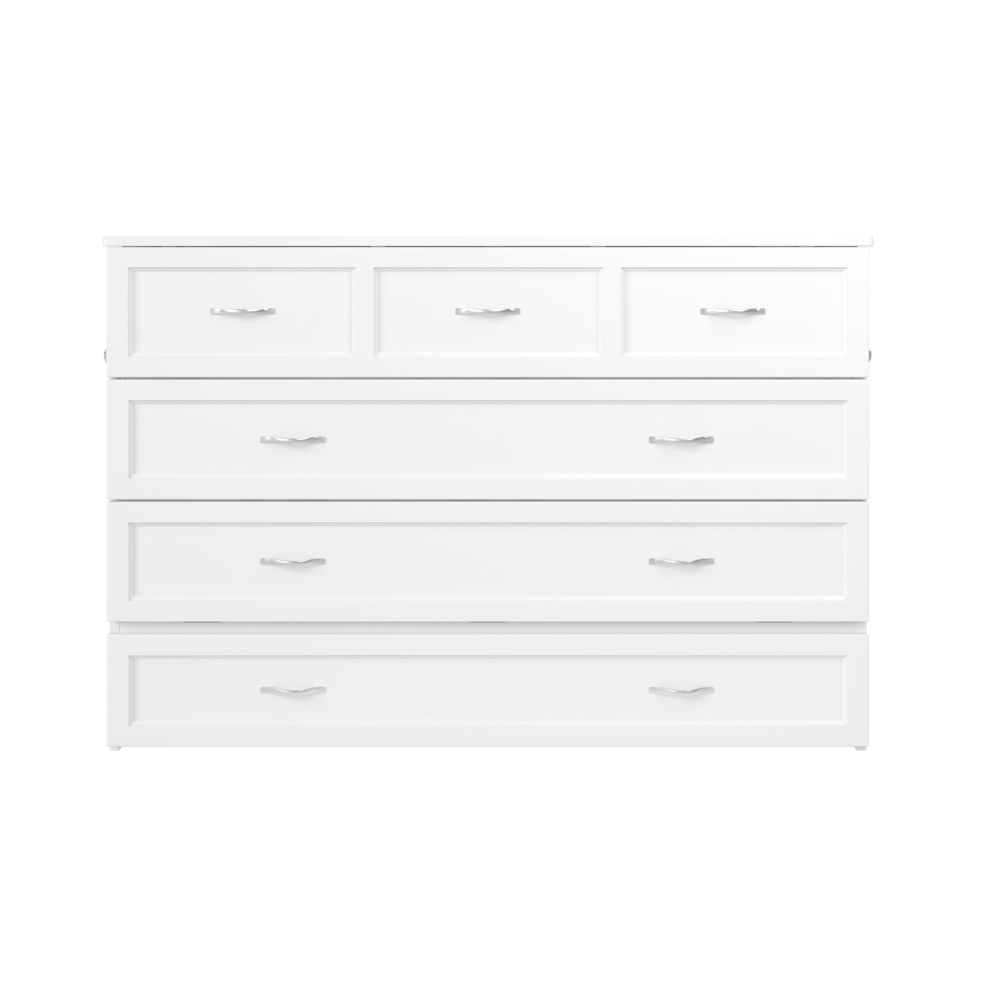 AFI Northfield Queen Size Murphy Bed Chest with Mattress, Storage, & Built-in Charger in White