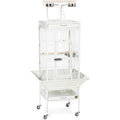 Prevue Pet Products Wrought Iron Select Bird Cage - Steel Cage with Rolling Stand and Seed Guards, Tall Vertical Design, Ideal for Cockatiels and Medium Birds - Chalk White
