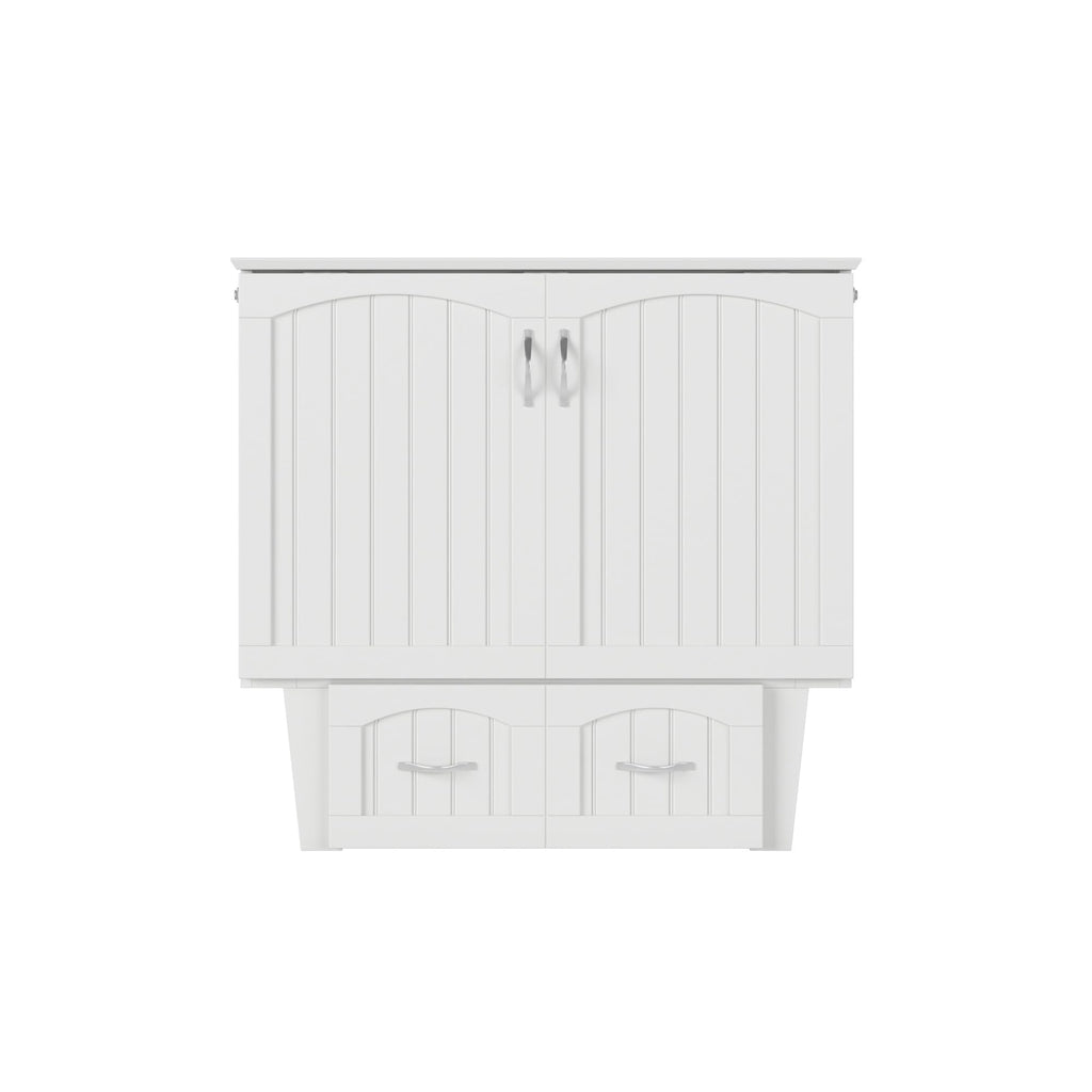 AFI, Sydney Twin Wood Murphy Bed Chest with 6" Mattress, Storage Drawer & Built-in USB Charger, White