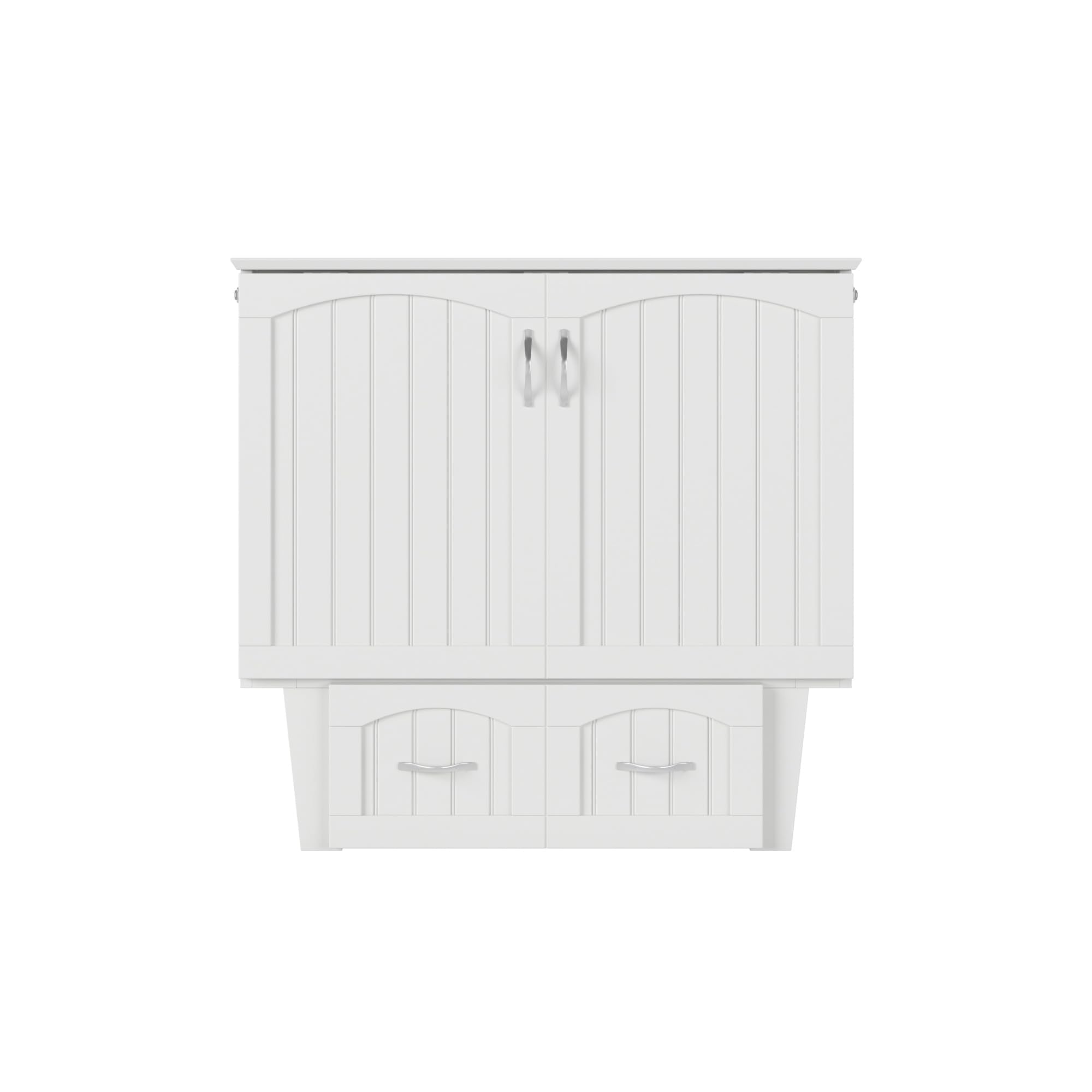 AFI, Sydney Twin Wood Murphy Bed Chest with 6" Mattress, Storage Drawer & Built-in USB Charger, White