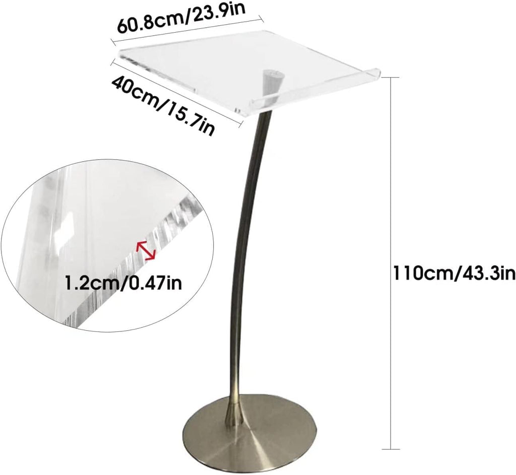 DHXIAMZ Acrylic Podium Lectern Stand - Adjustable Floor Lectern for School, Church, Conference, Stage & Office - Multi-Purpose Standing Desk with Professional Design