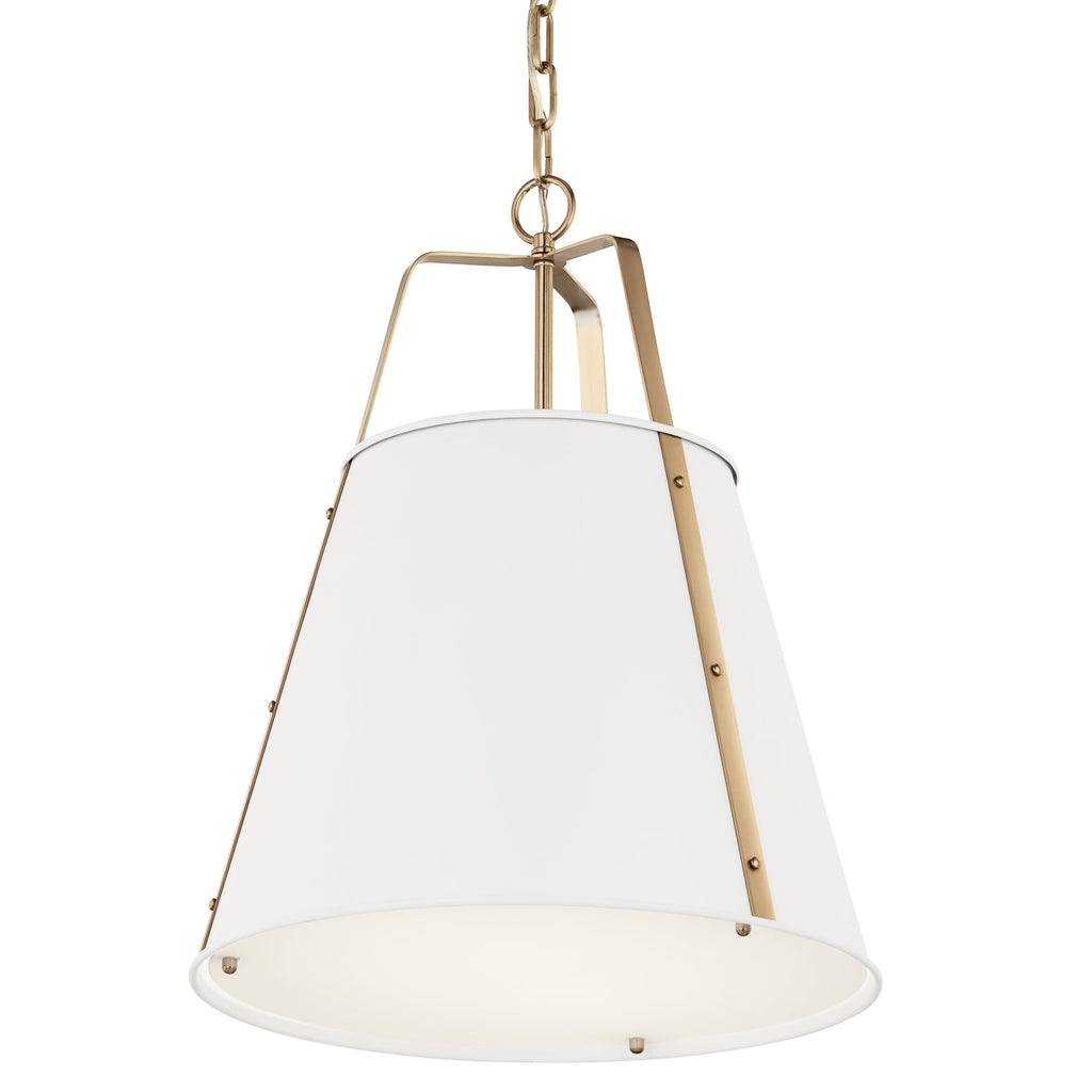 Kichler Etcher 2-Light Pendant Light Fixture with Etched Painted White Glass Diffuser, Kitchen Island Hanging Light in White and Champagne Bronze (22.5" x 18"), 52711WH