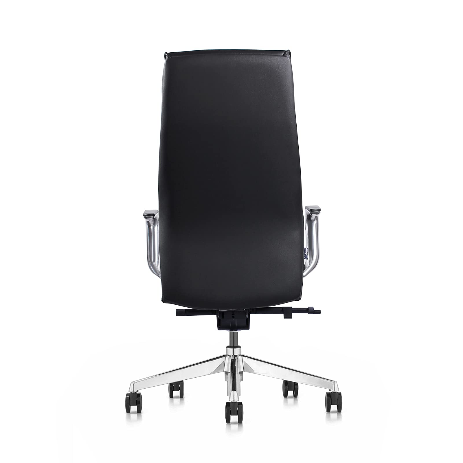 FURIJING Genuine Leather Aluminum Base High Back Executive Chair,Modern Ergonomic Real Leather Office Chair Boss Executive Chair with Synchro-Tilt Mechanism-Black.