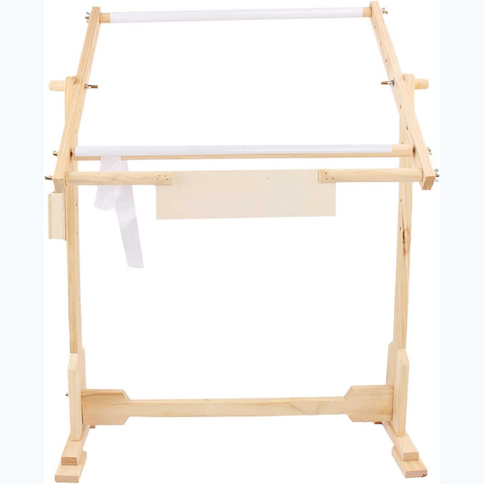 ELUKHT Adjustable Wooden Cross Stitch Frame Stand for Needlework and Embroidery, 360° Rotation, Floor Rack for Tapestry and 11CT Fabric.
