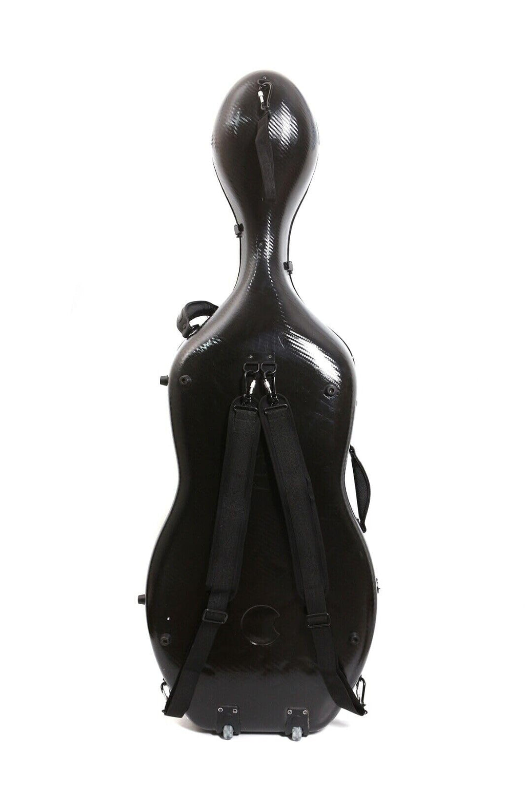 Hard Cello Case 4/4 Full Size Mixed Carbon Fiber Strong & Ultralight Cello Box with 2 Bow Holders & 2 Strong Handle & 2 Back Straps & Wheels Cello Bag (Black Braided Carbon Fiber)