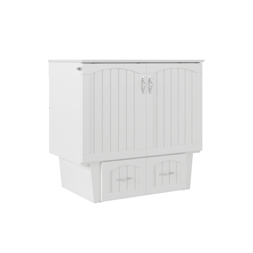 AFI, Sydney Twin Wood Murphy Bed Chest with 6" Mattress, Storage Drawer & Built-in USB Charger, White