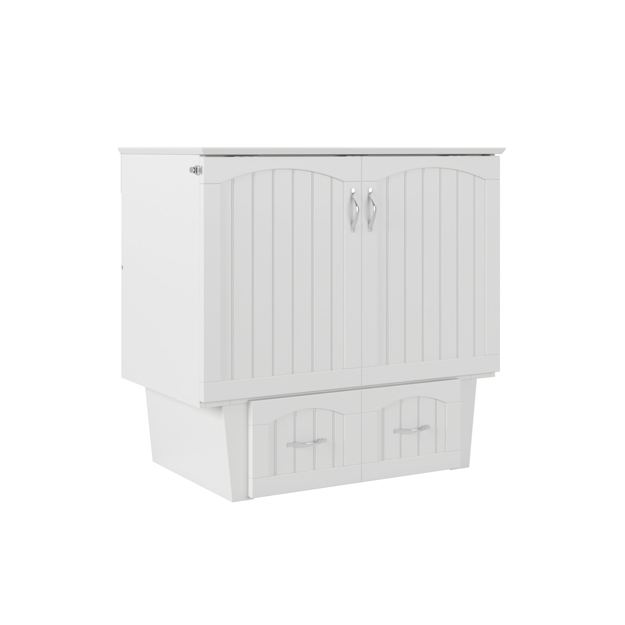 AFI, Sydney Twin Wood Murphy Bed Chest with 6" Mattress, Storage Drawer & Built-in USB Charger, White
