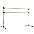 VITA Barre Portable Freestanding Double Ballet Barre, Prodigy, 8 Ft Wood Bars, Satin Silver | Adjustable Height, USA Made, Home or Gym Exercise Equipment for Kids & Adults | Dance, Fitness, Pilates
