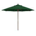 California Umbrella 9' Premium Commercial Hardwood Patio Umbrella, Manual Lift With Pacifica Hunter Green Fabric