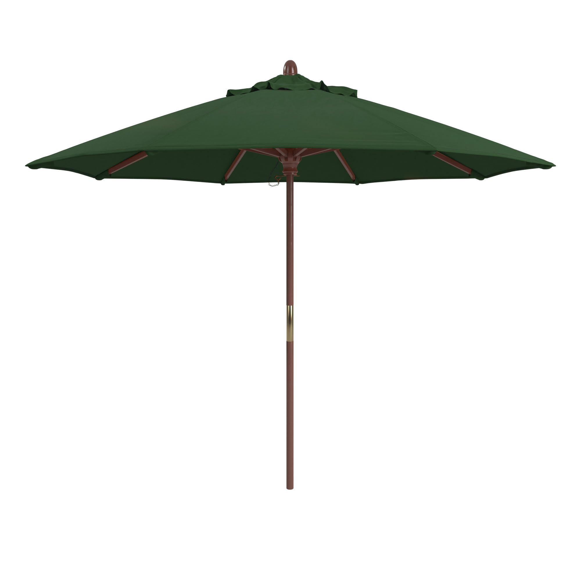 California Umbrella 9' Premium Commercial Hardwood Patio Umbrella, Manual Lift With Pacifica Hunter Green Fabric