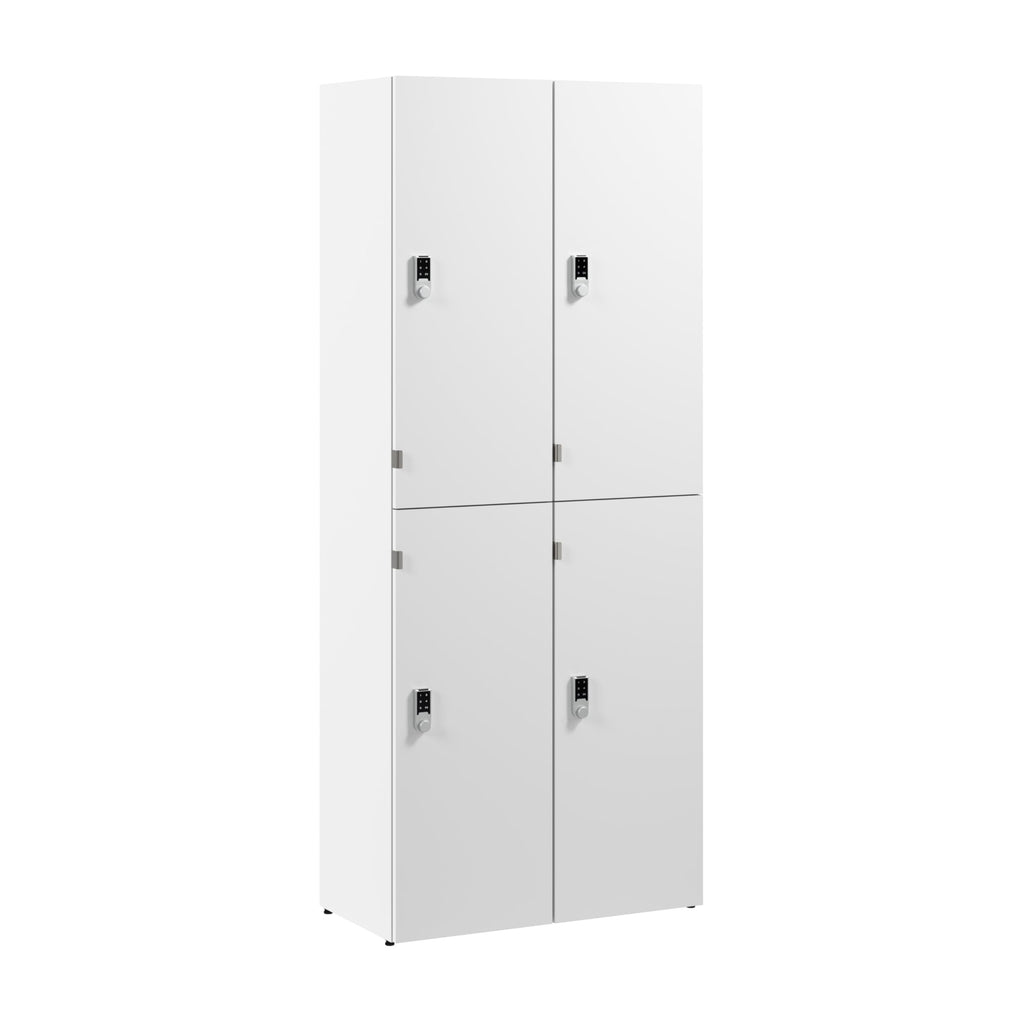 Bush Business Furniture Two Tier 4 Door Storage Lockers with Keypad Locks, Office Furniture, Assure Collection, White