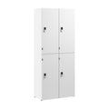 Bush Business Furniture Two Tier 4 Door Storage Lockers with Keypad Locks, Office Furniture, Assure Collection, White