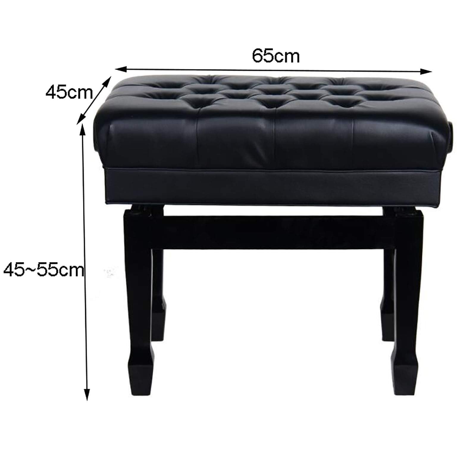 Meiiron Luxury Leather Piano Bench Wooden with Large Music Sheets Storage Compartment, Soft Leather Padded Stool and Solid Wood Frame - 10cm Height Adjustable
