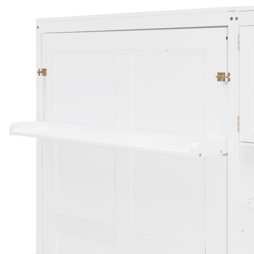 Merax 110W Dual Twin Wall Murphy Beds with Cabinets and Shelves,Sleeping Arrangement for Multipurpose Area, Bedroom, Guest Room or Living Room,White