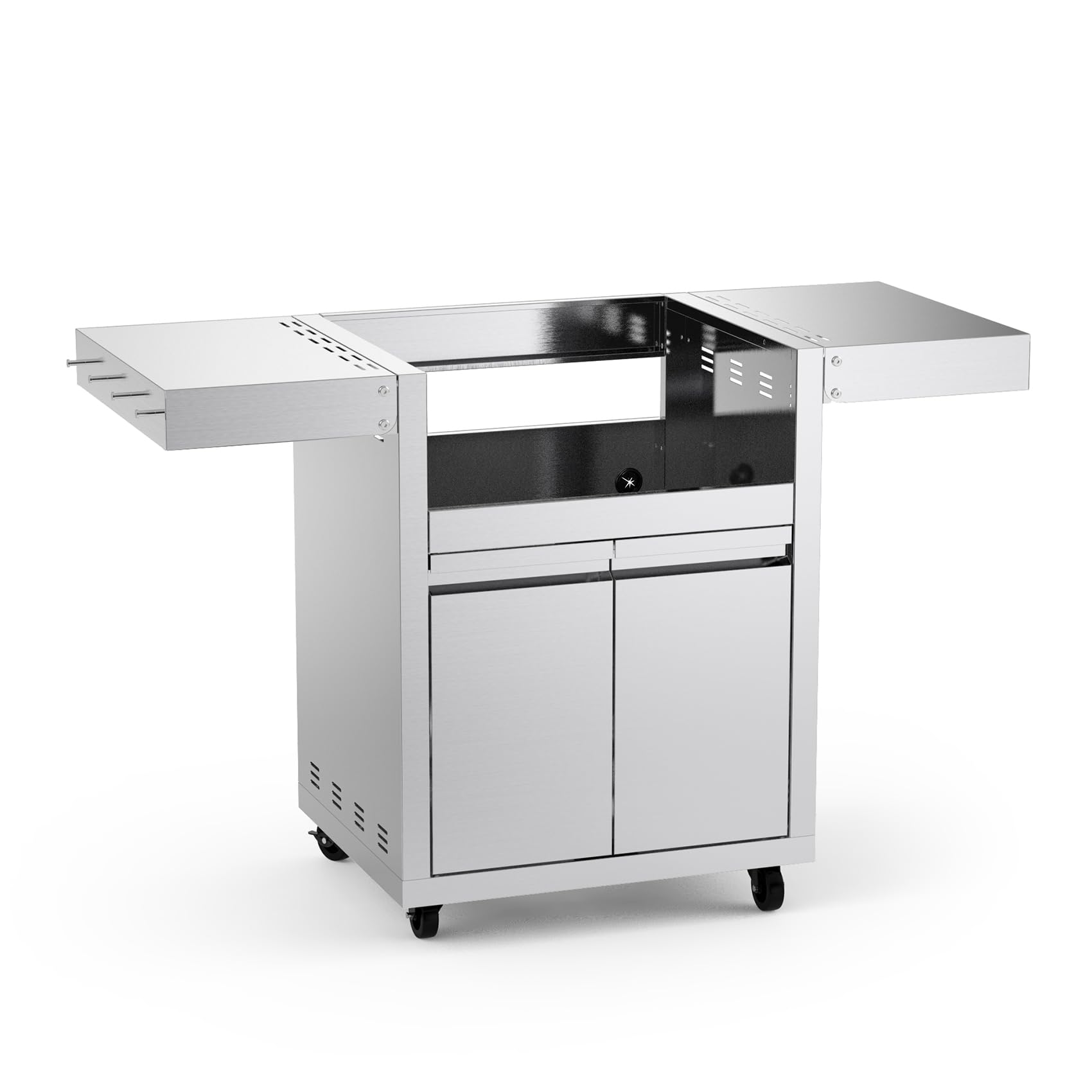 Stainless Steel Grill Cart for Hygrill 3-Burner Built-In Gas Grill, Outdoor Kitchen Island with Foldable Side Shelves and Storage Cabinet