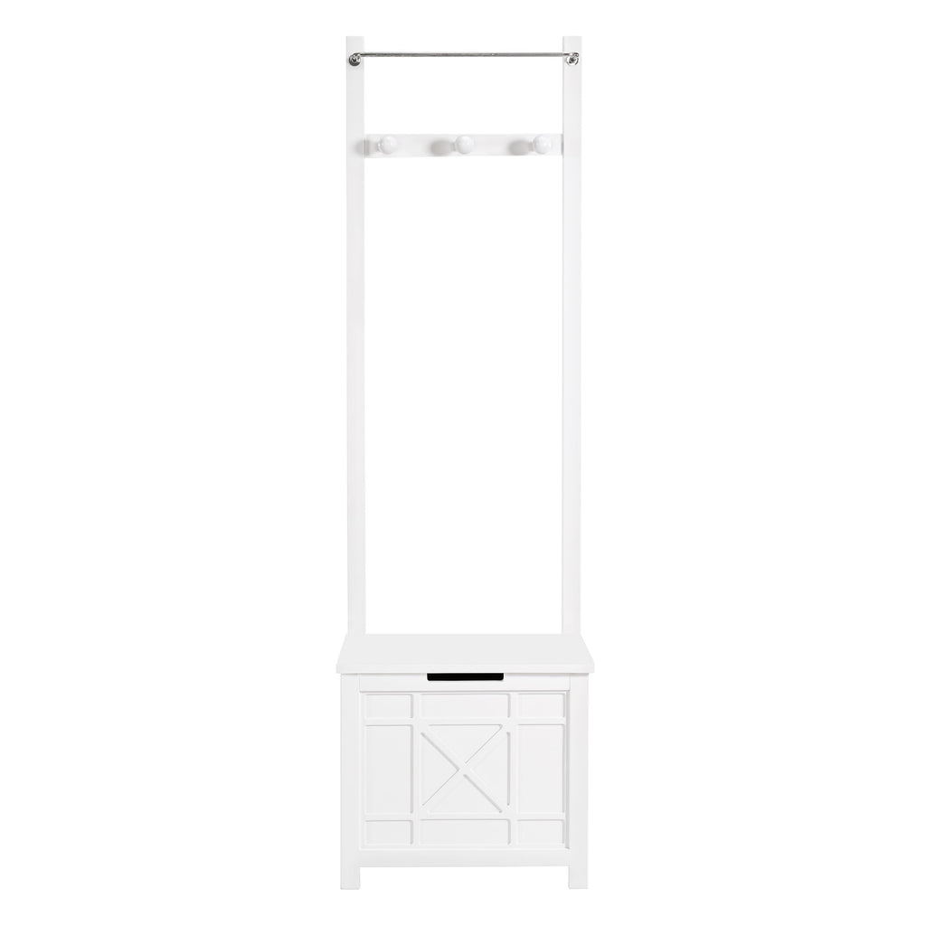 Derby Laundry Hamper with Seat & Towel Rack – Storage Stool for Entryway, Laundry Room, or Bathroom by Alaterre Furniture (White)