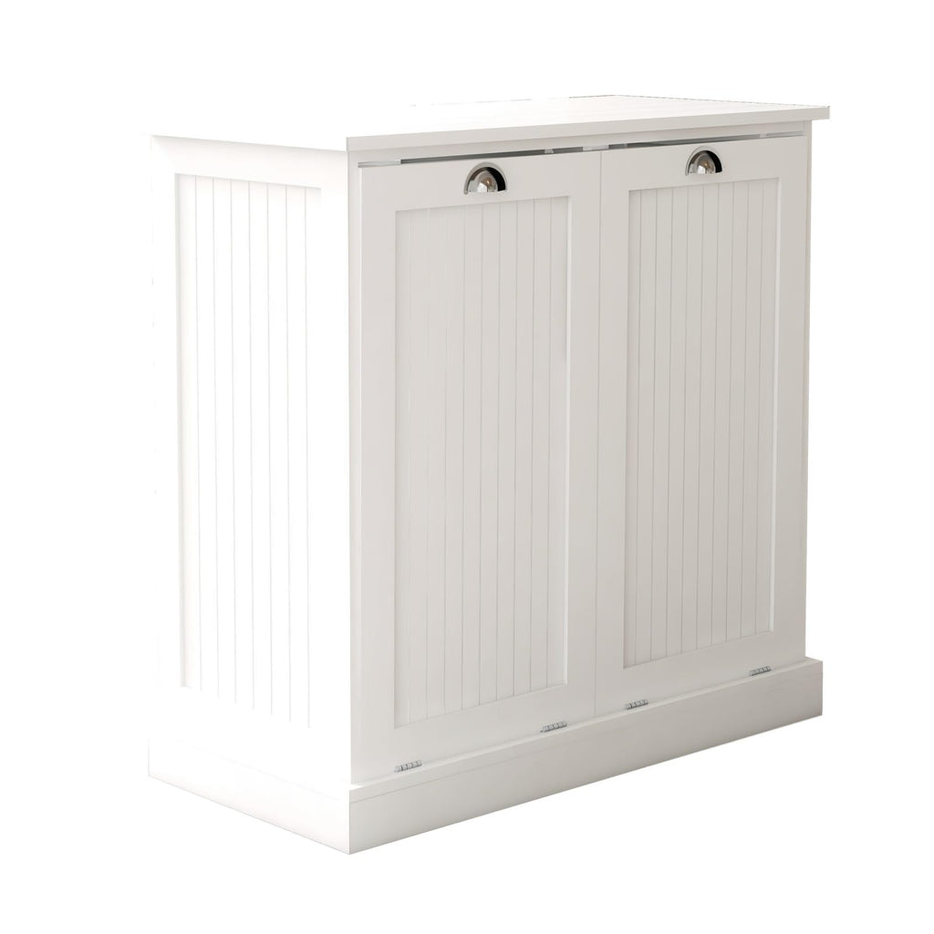 KCSWKJ Two-Compartment Tilt-Out Laundry Sorter Cabinet-White
