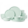 KINGSTONE Bone China Dinnerware Sets for 8, 24-Piece Lightweight Porcelain plates and bowls sets, Scratch Resistant Dish Set, Modern Kitchen Dinner Set, Microwave & Dishwasher Safe, Mint Green