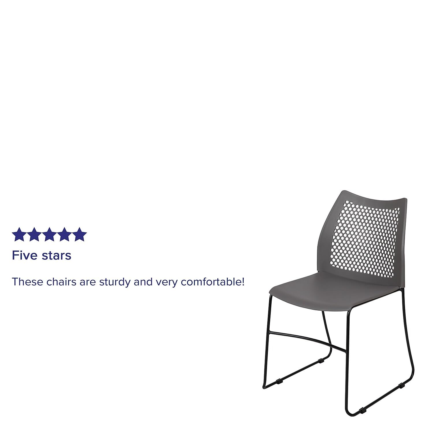 Flash Furniture Hercules Series Contoured Lobby Chairs with Air-Vent Honeycomb Backs, Ergonomic Stacking Chairs for Offices, Set of 5, Gray