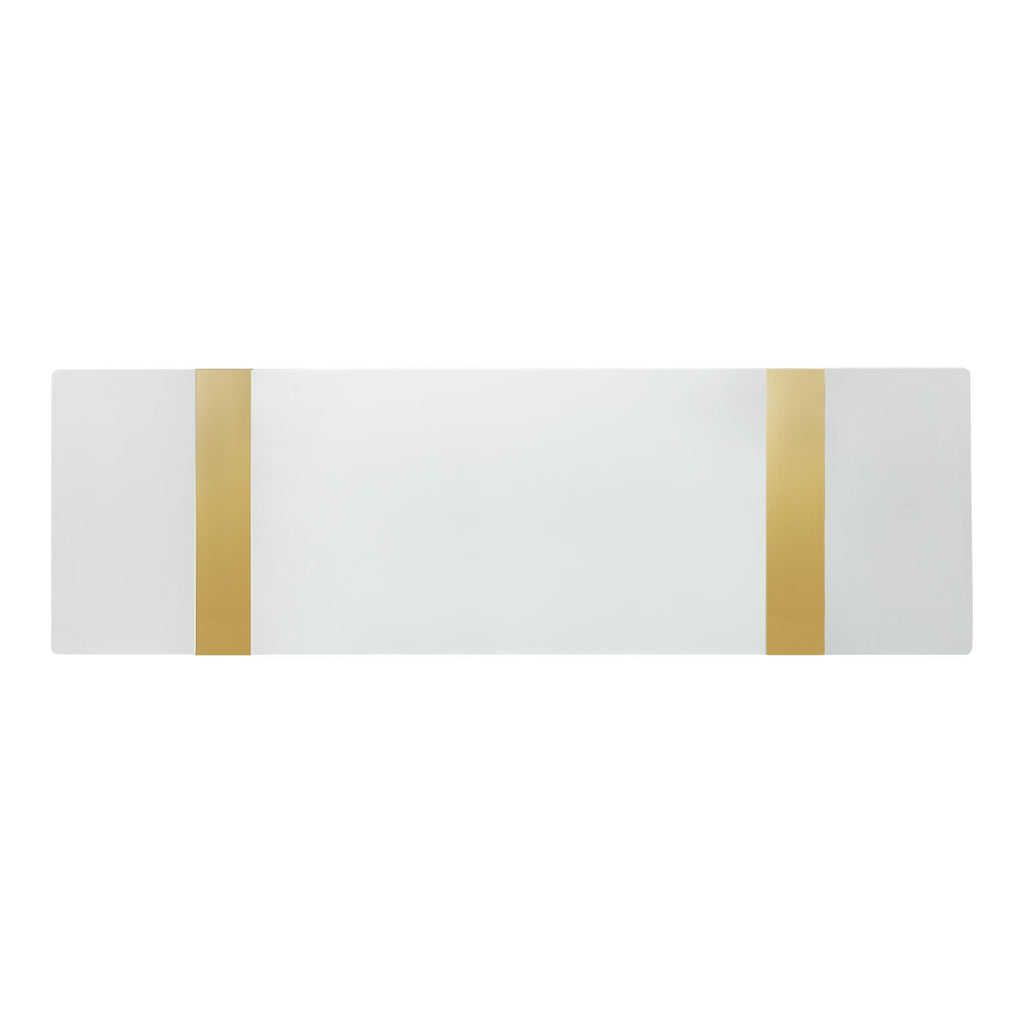 Furniture of America Wellit Glam Wood 50-inch White Sofa Table with O-Shaped Stainless Steel Trestle Base for Living Room, Gold
