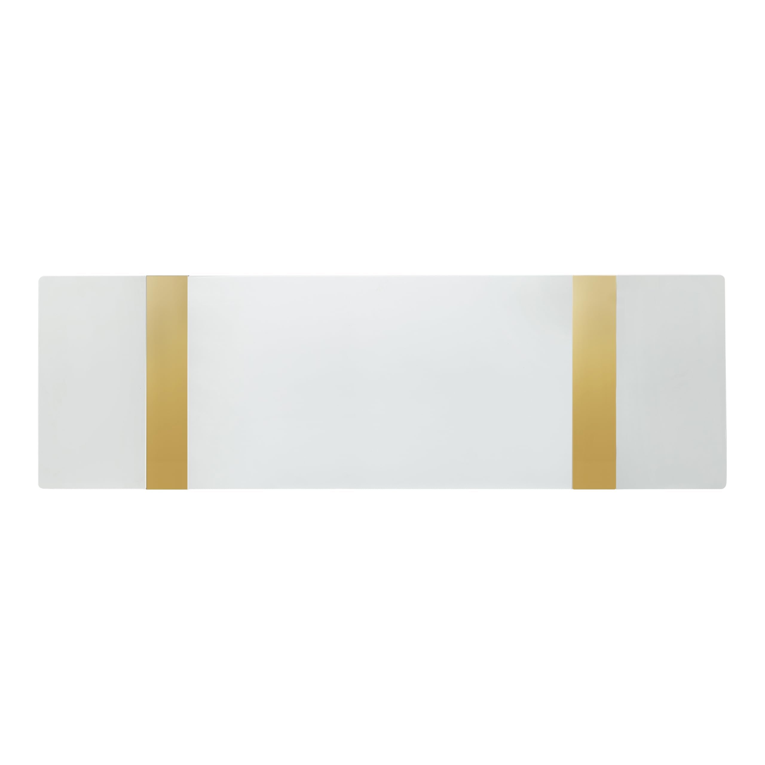 Furniture of America Wellit Glam Wood 50-inch White Sofa Table with O-Shaped Stainless Steel Trestle Base for Living Room, Gold