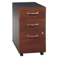 Scranton & Co 3-Drawer Mobile Pedestal Filing Cabinet, Hansen Cherry Finish, Locking Bottom Drawers, Ball-Bearing Slides, Fits Under Desk Shell, Office Storage Solution for Legal and Letter Files