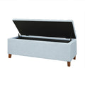 Madison Park Ottoman with Storage, Fabric Storage Bench with Solid Wood Legs, Large Capacity Storage Ottoman Bench for Entryway Bedroom Living Room Nursery, Padded Seat End of Bed Bench, Light Blue