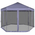 Xhnifbn Hexagonal 6-Sided Dark Blue Pop-Up Gazebo 11.8x10.2 ft, Steel Frame Screen Canopy with Sidewalls for Backyard, Camping, Party & Patio Shade Shelter
