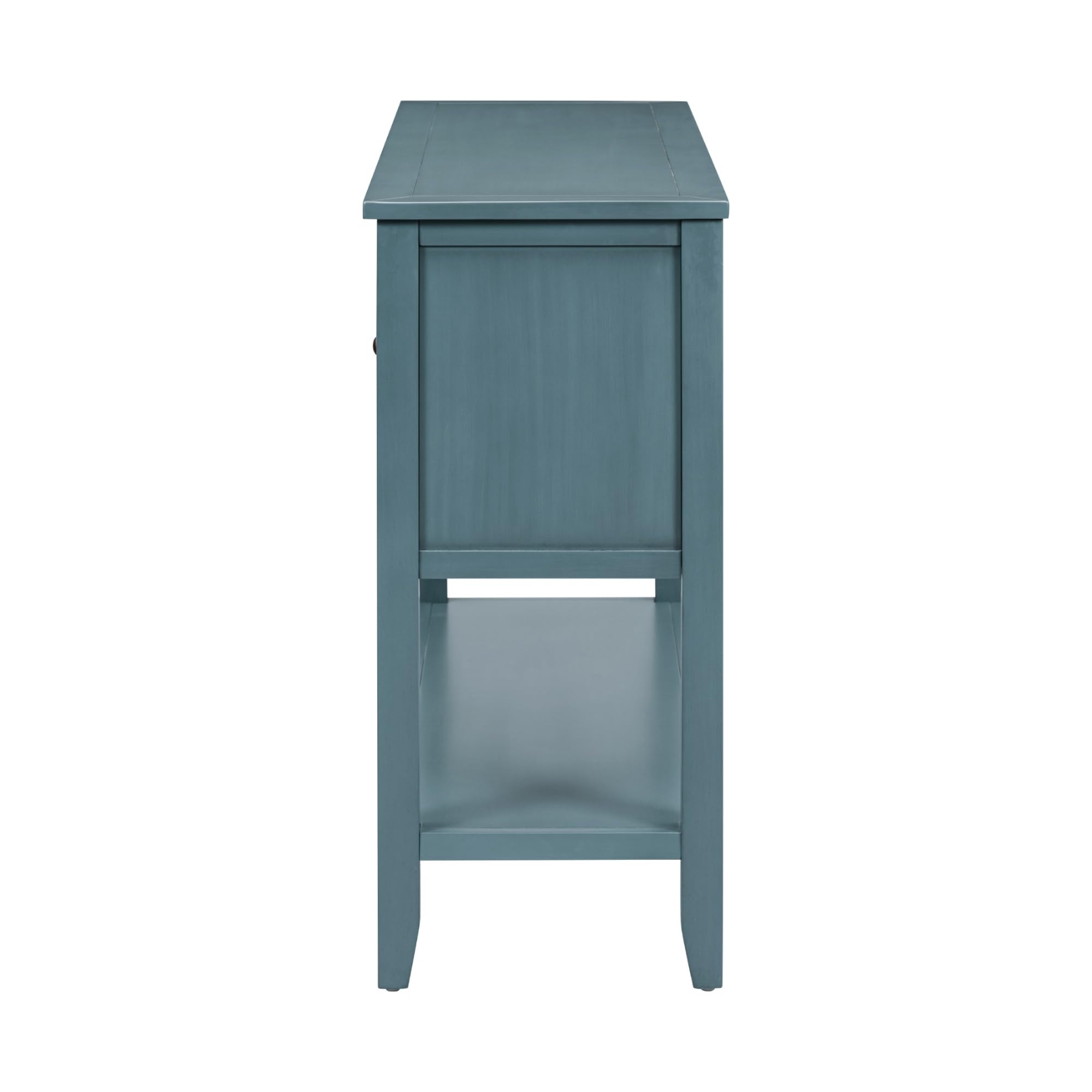 Amposei Modern Farmhouse Wood Buffet 45-Inch Entryway Console Table with Storage, Sideboard Cabinet with Drawers & Shelf for Living Room Kitchen Hallway, Dark Blue