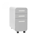 Laura Davidson Furniture Stockpile Slim 3-Drawer Mobile File Cabinet with Lock - Under Desk Metal Filing Cabinet, Legal/Letter File Folders, Wheels & Stationary Feet, Assembled, Light Grey Faceplate