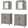 Bush Home Key West 64W Double Vanity Set with Sinks and Medicine Cabinets in Driftwood Gray