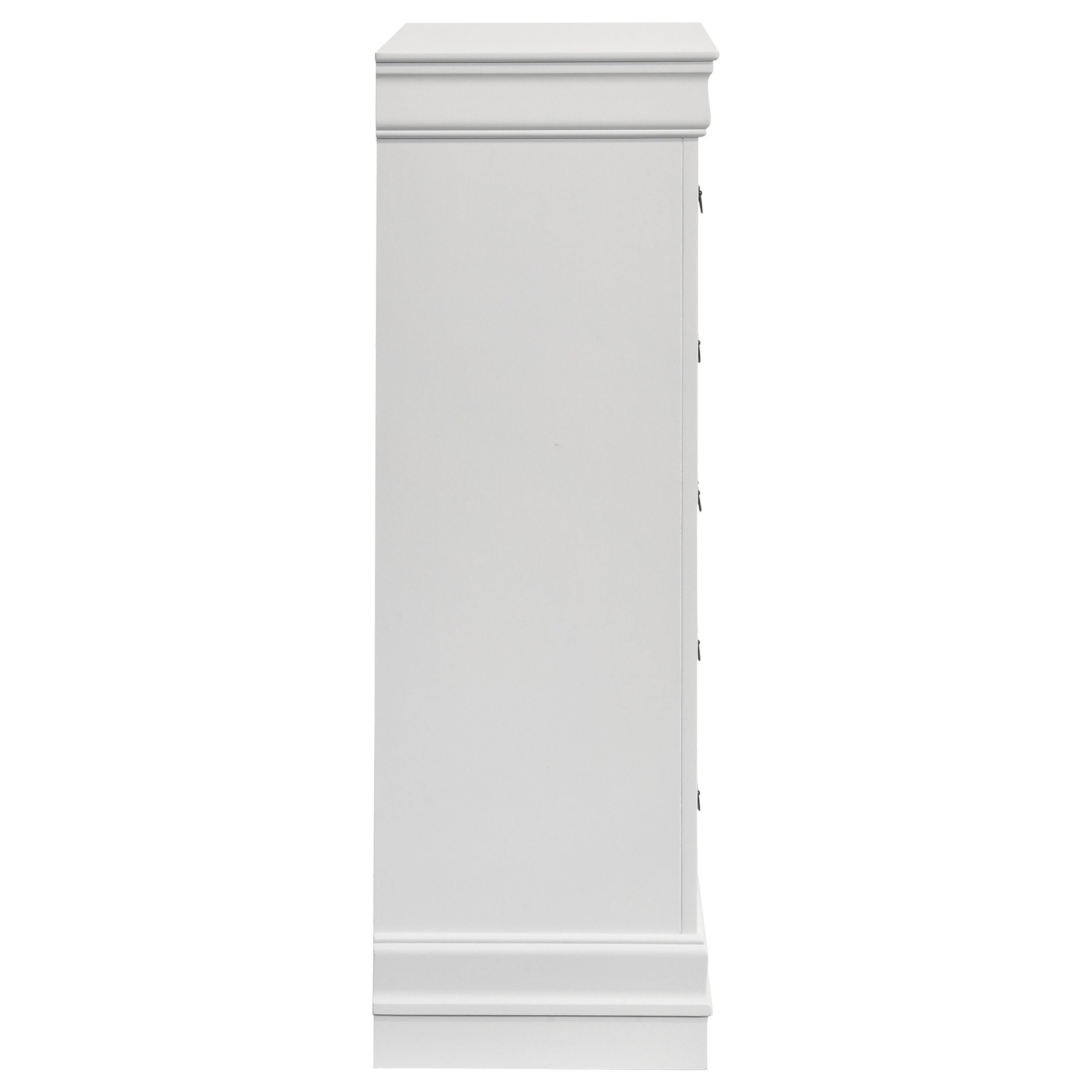 Coaster Home Furnishings - Louis Philippe - Wood - 5-Drawer Chest with Bail Handles, Molded Trim and Bracket Feet - Traditional - Bedroom - White - 202445