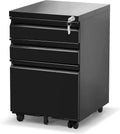 Oasecrilio 3 Drawer Filing Cabinet, Mobile Filing Cabinet for Home Office, Locking File Cabinets for A4/Letter/Legal Size File Folders, Fully Assembled, Matte Black