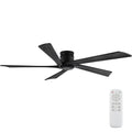 Vernal Life 64 Inch Modern Flush Mount Ceiling Fans no Light for Living Room, 5 Reversible Wood Blades, 6-Speeds, 110V Noiseless DC Motor (Black Finish with Black Blades)